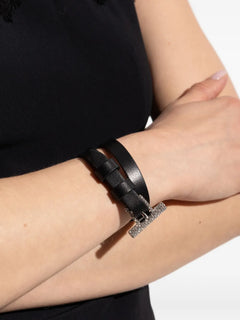 rhinestone-embellished leather bracelet