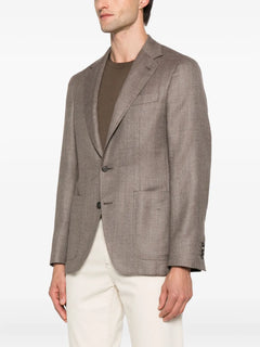 herringbone patch-pocket jacket