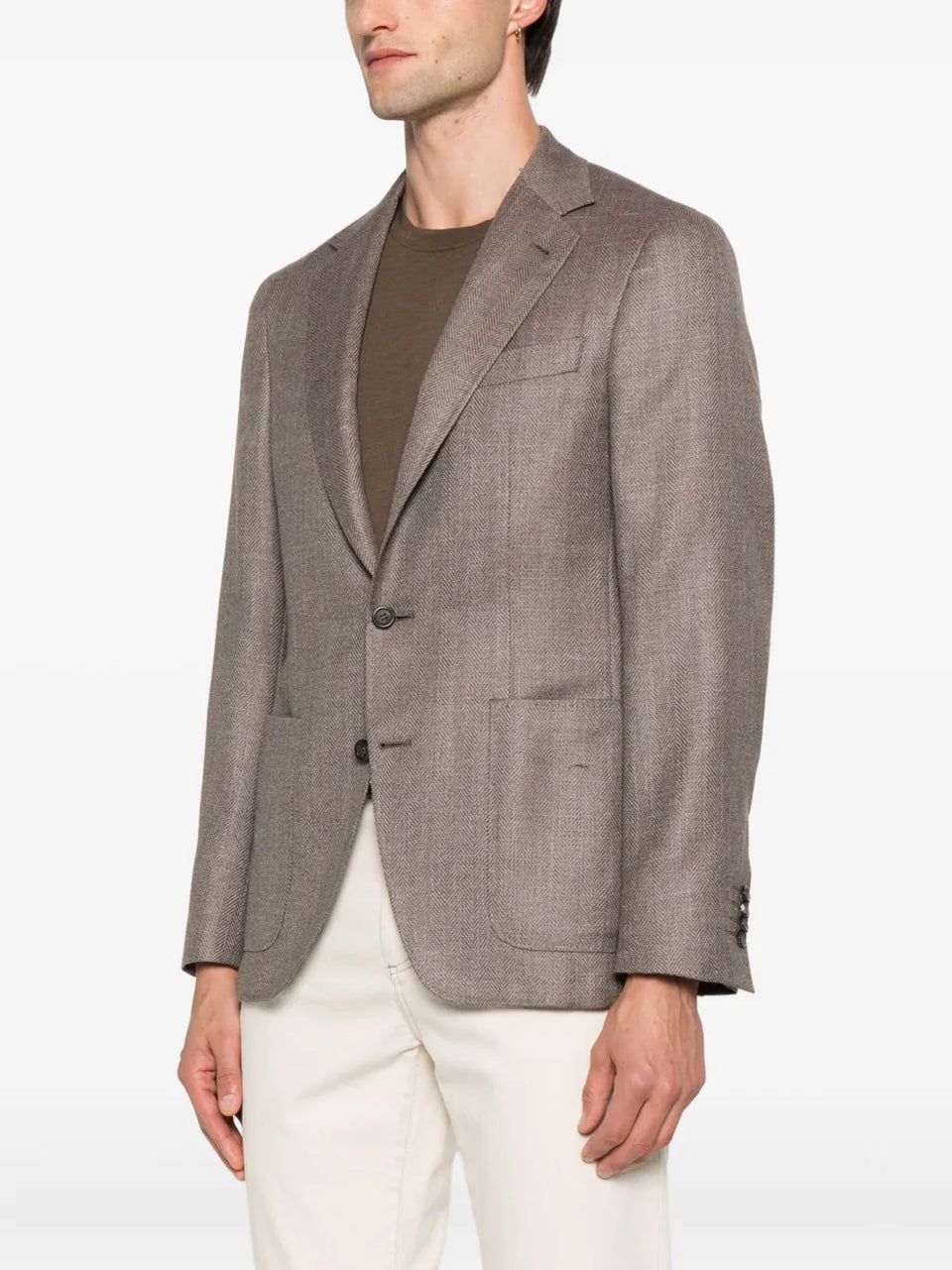 herringbone patch-pocket jacket