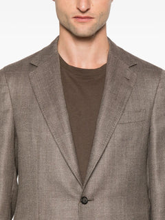 herringbone patch-pocket jacket