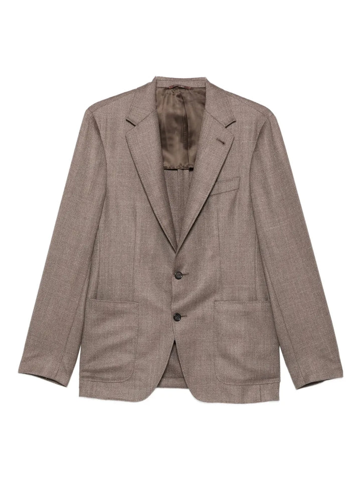 herringbone patch-pocket jacket