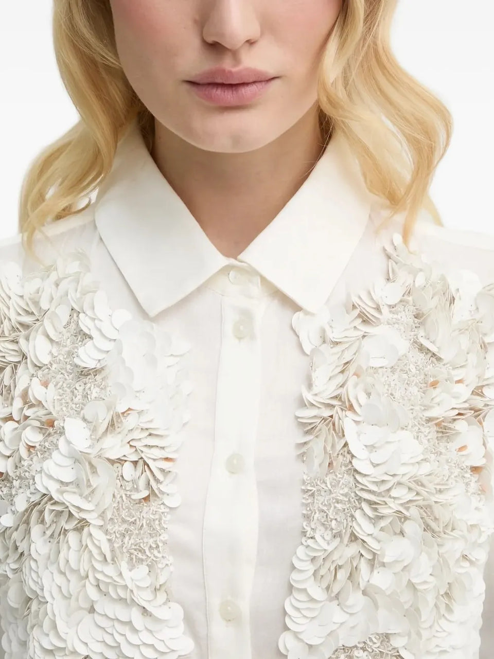 sequin-embellished collared shirt