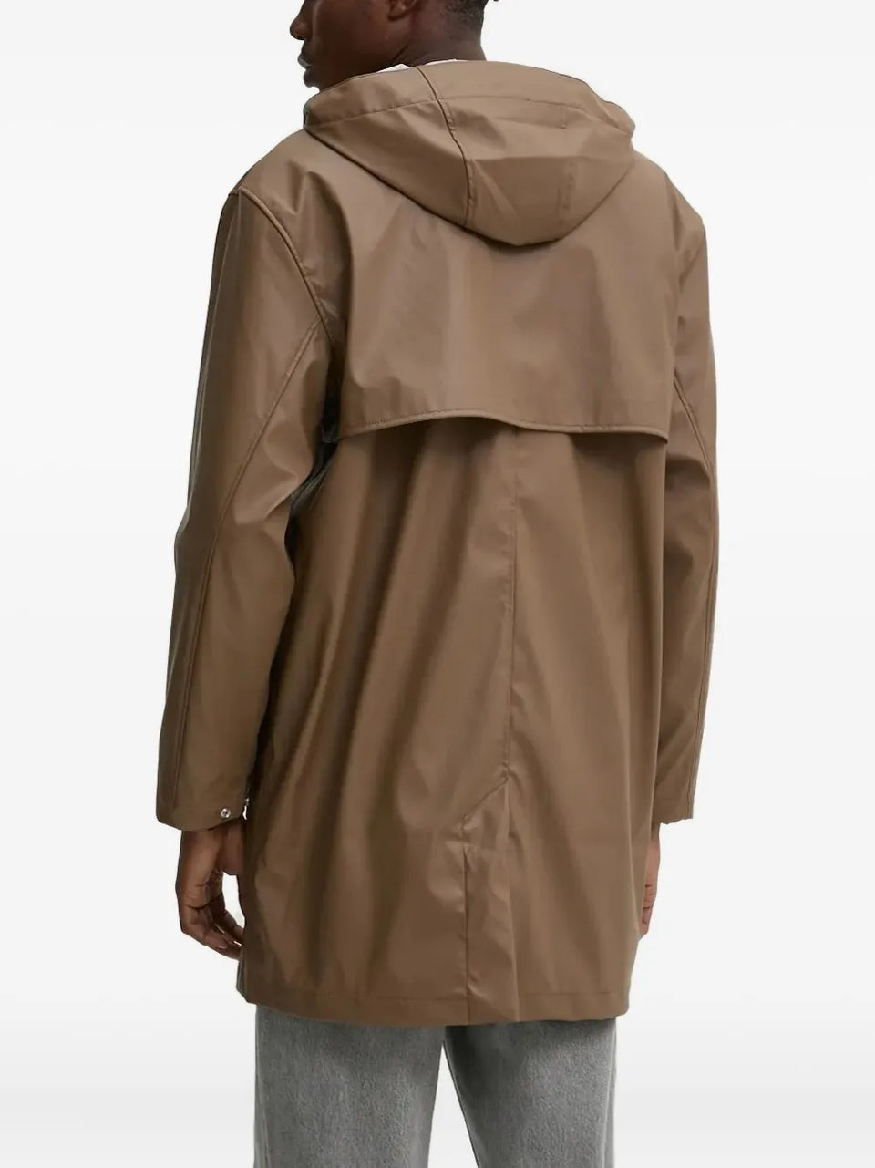 hooded flap-pocket coat