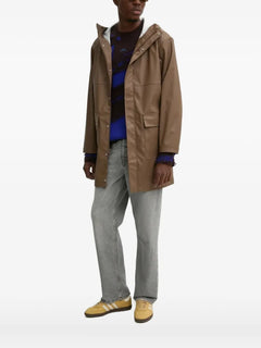 hooded flap-pocket coat