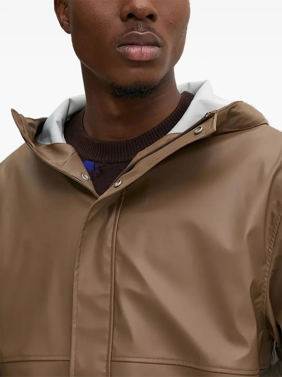 hooded flap-pocket coat