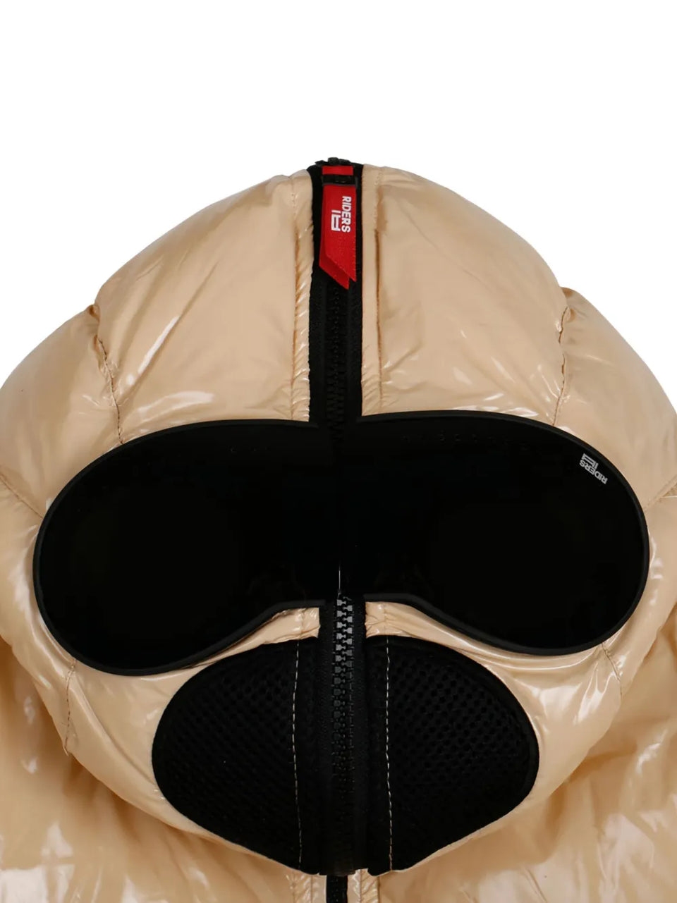 goggle-detail hooded puffer jacket