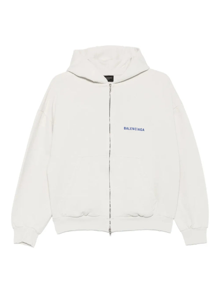 logo-embroidered zip-up Hoodie