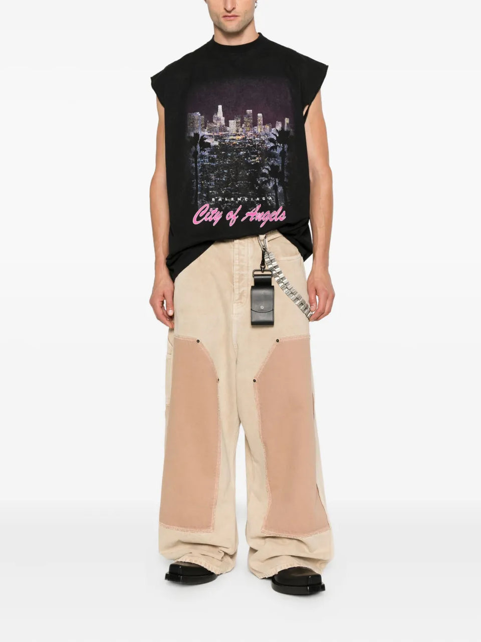 Ripped Off panelled cotton trousers