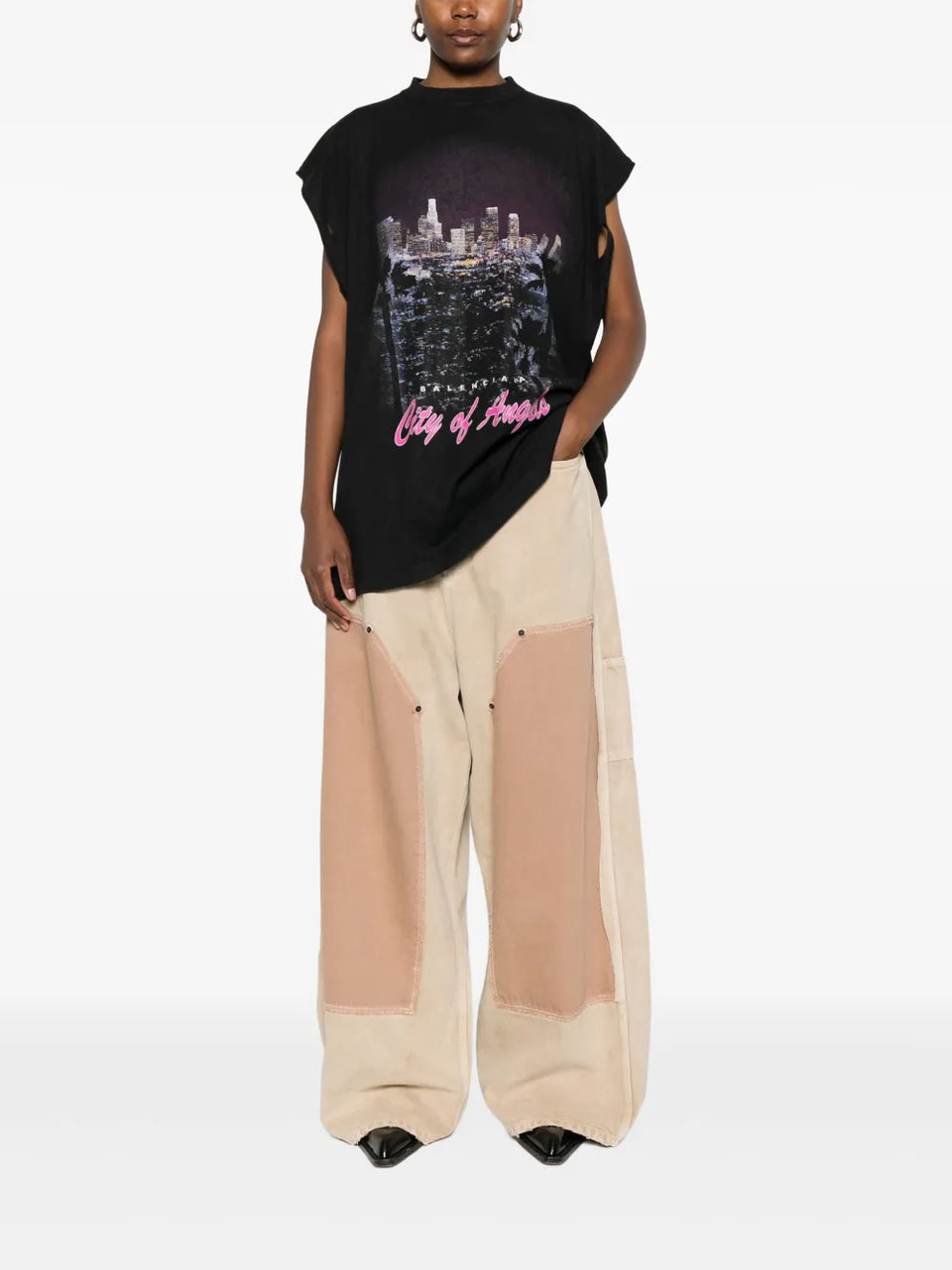 Ripped Off panelled cotton trousers