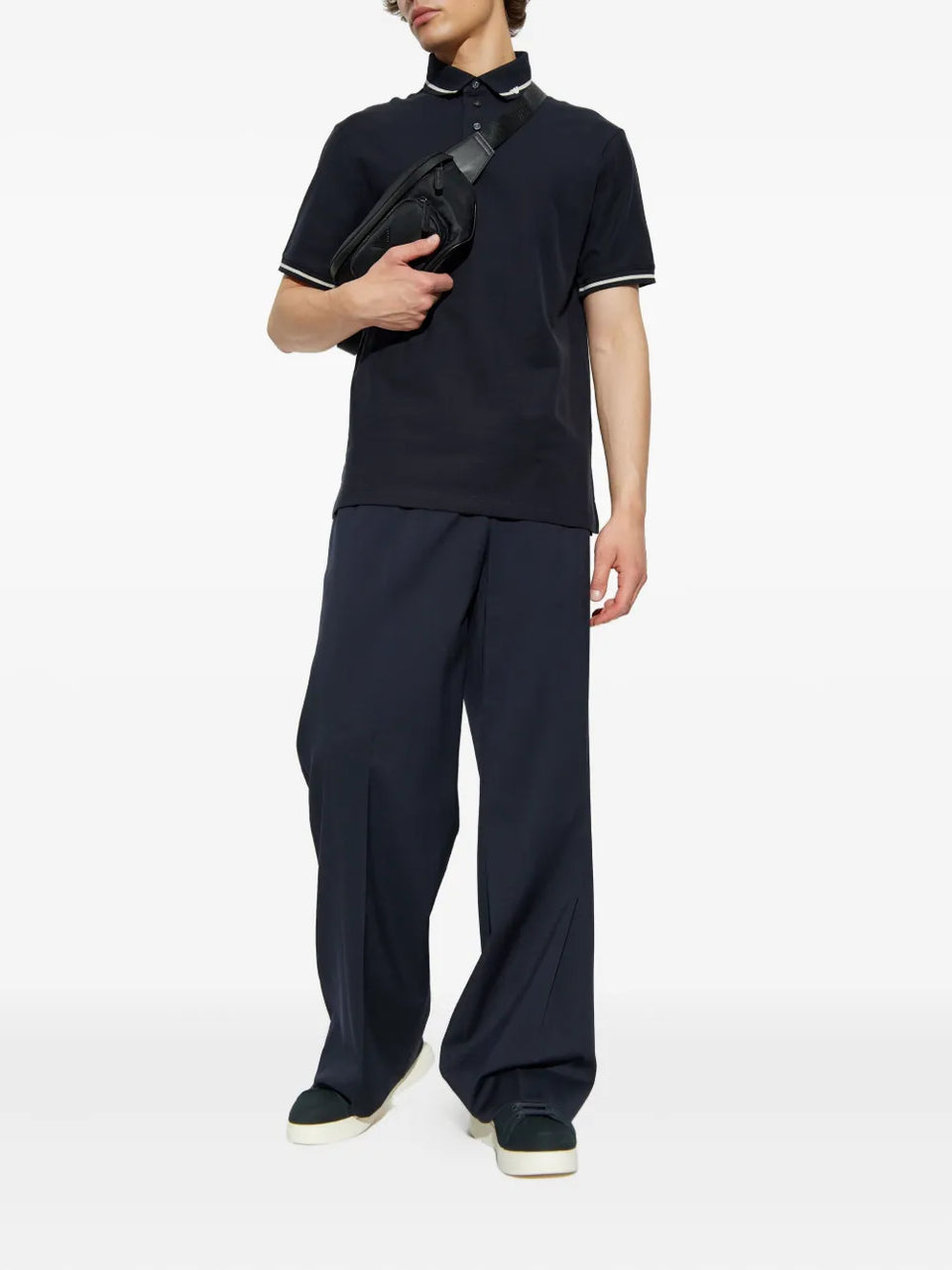 contrast-trim polo shirt