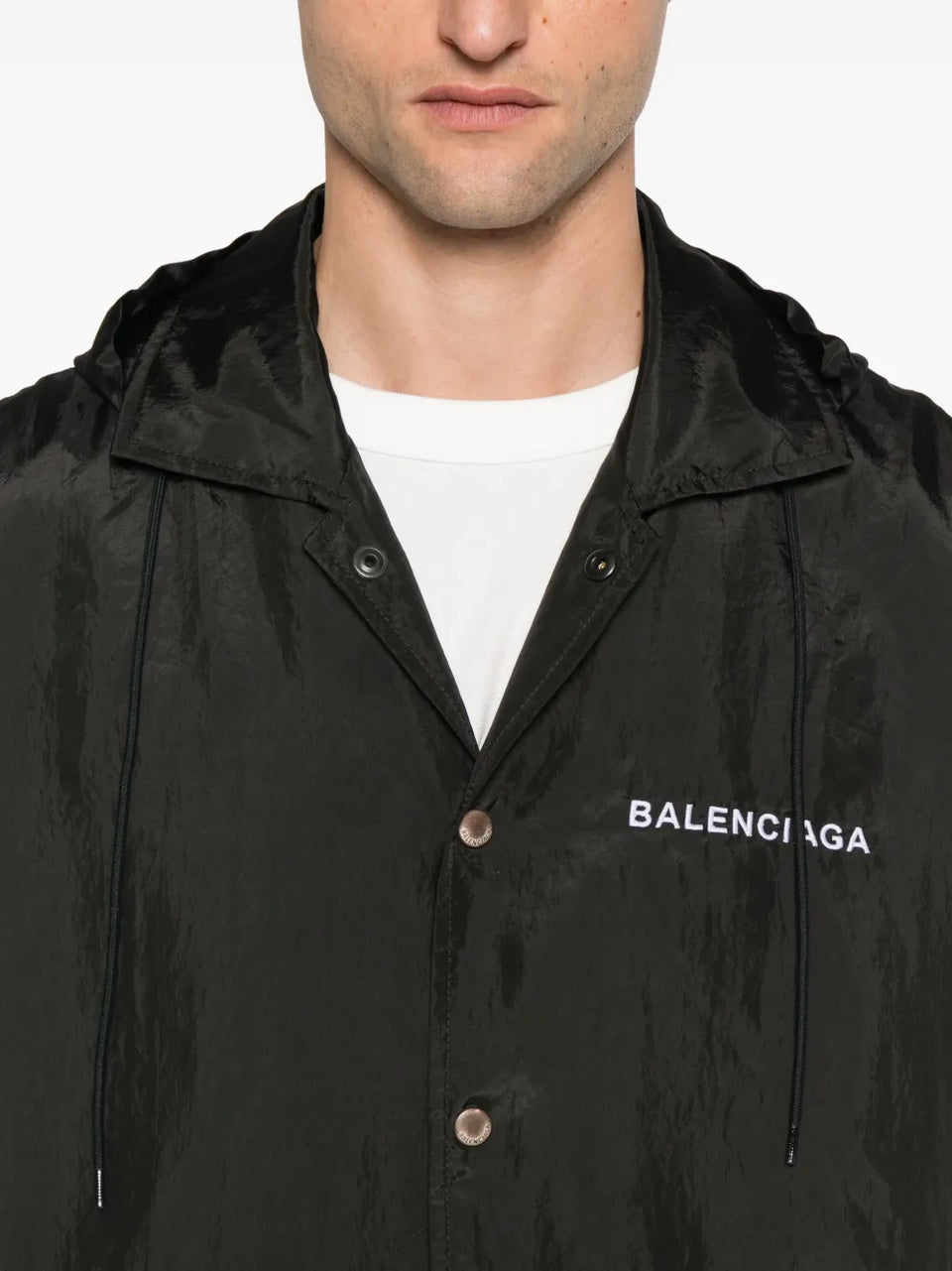 hooded logo-embroidered jacket