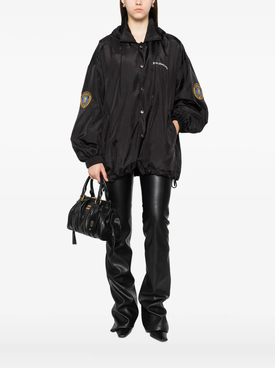 hooded logo-embroidered jacket
