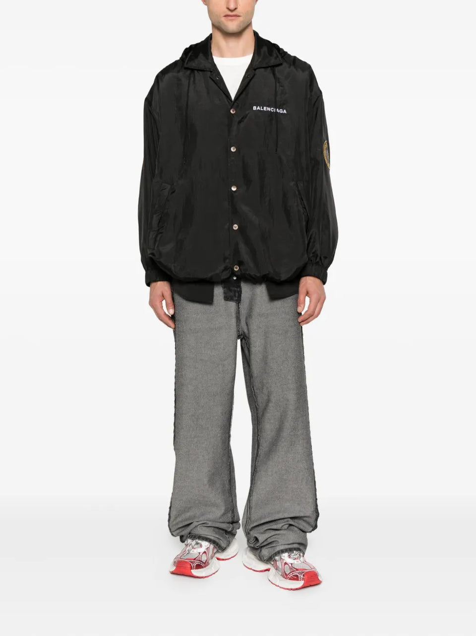 hooded logo-embroidered jacket