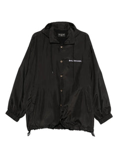hooded logo-embroidered jacket