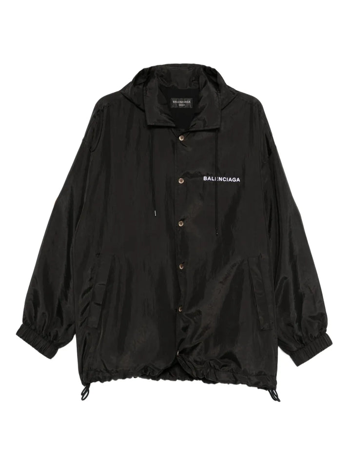 hooded logo-embroidered jacket