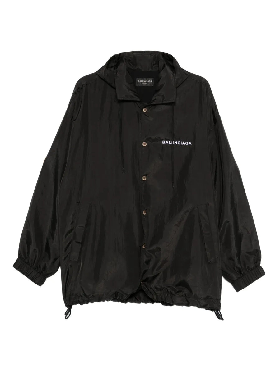 hooded logo-embroidered jacket