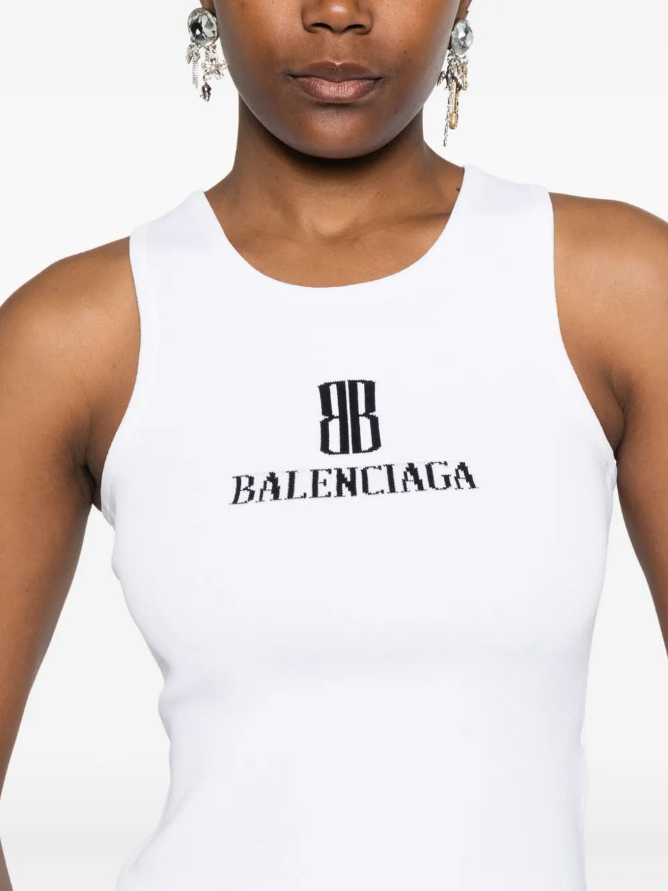 logo-intarsia sleeveless tank top