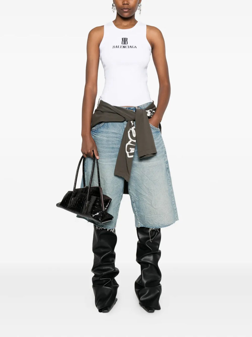 logo-intarsia sleeveless tank top