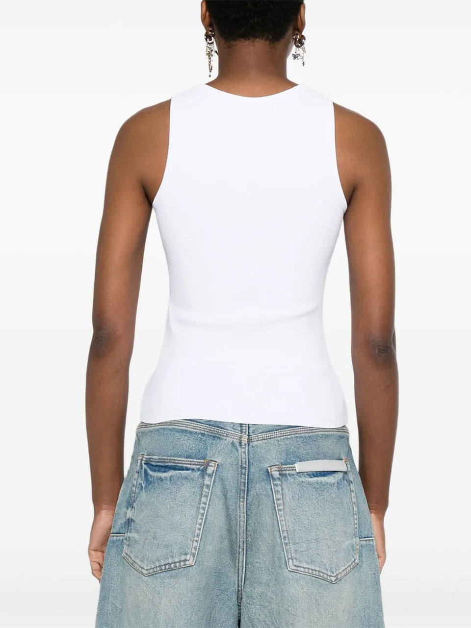 logo-intarsia sleeveless tank top