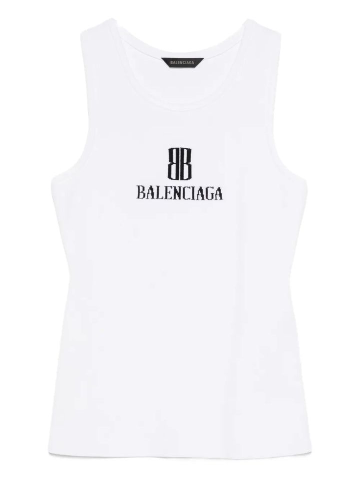 logo-intarsia sleeveless tank top