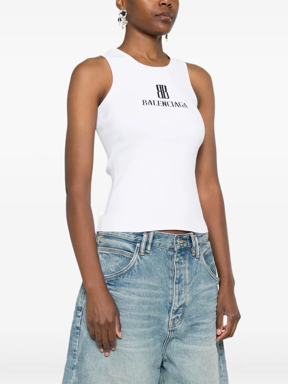 logo-intarsia sleeveless tank top