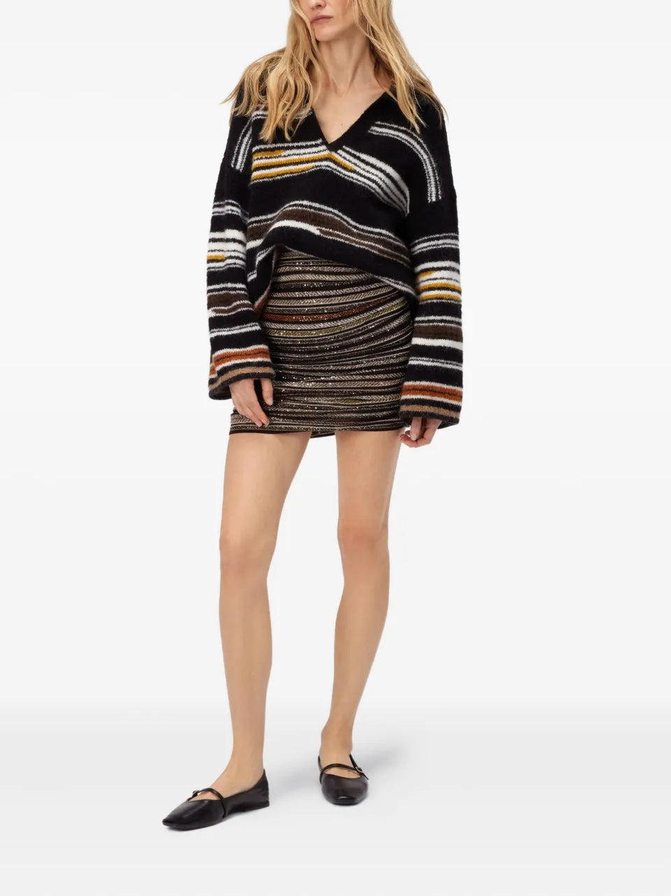 striped mini skirt