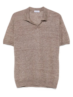 polo-neck linen T-Shirt