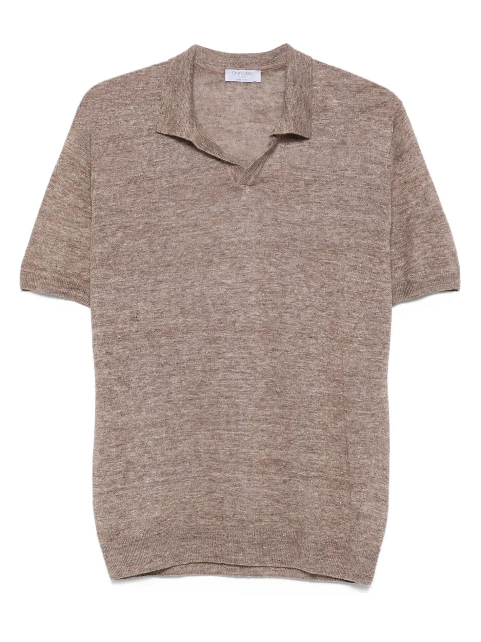 polo-neck linen T-Shirt