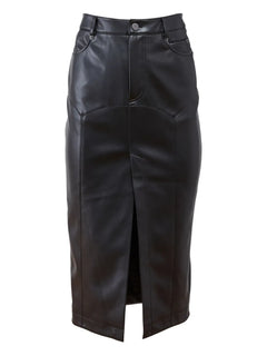 Harley split-front faux-leather skirt