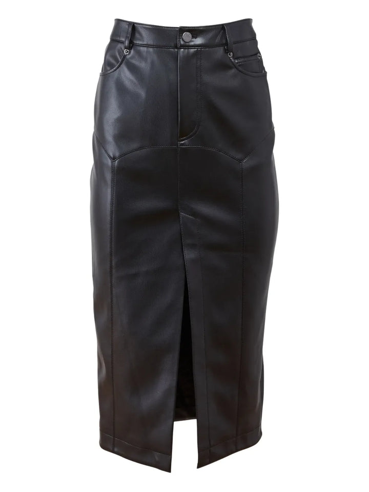 Harley split-front faux-leather skirt