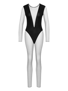 Pure Tentation V-neck mesh catsuit