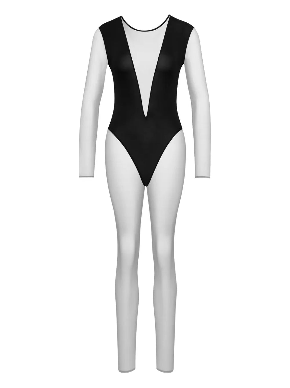 Pure Tentation V-neck mesh catsuit