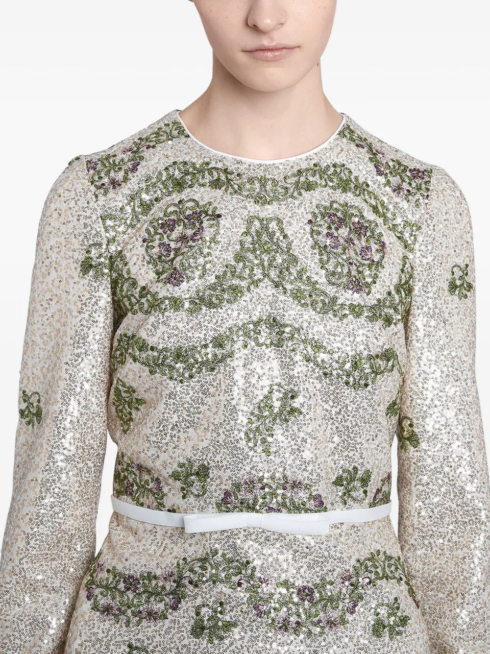 sequin-embroidered long dress