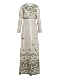 sequin-embroidered long dress