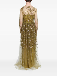 embroidered tulle long dress