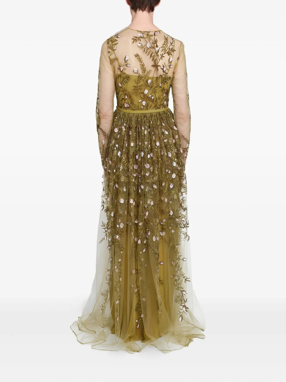 embroidered tulle long dress