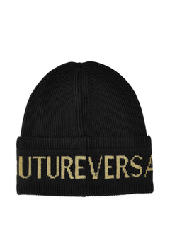 logo-detail ribbed-knit beanie