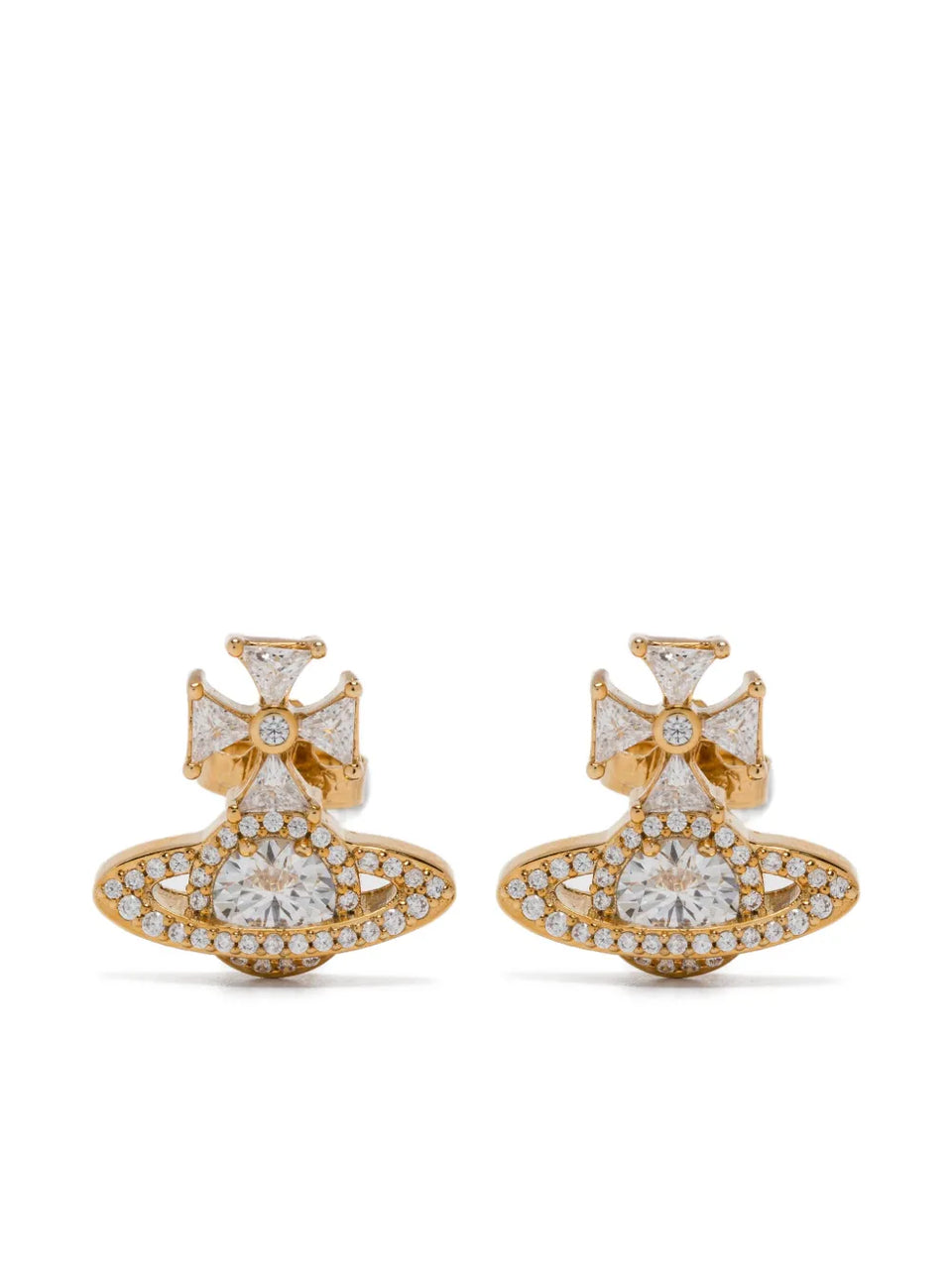 orb cross cubic zirconia earrings
