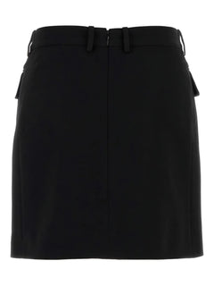 double-breasted twill skirt
