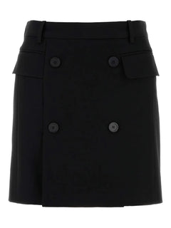 double-breasted twill skirt