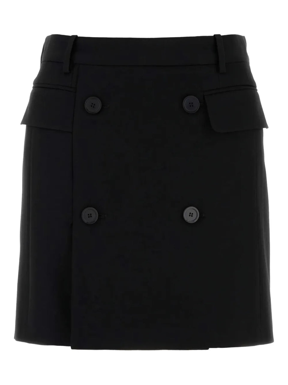 double-breasted twill skirt