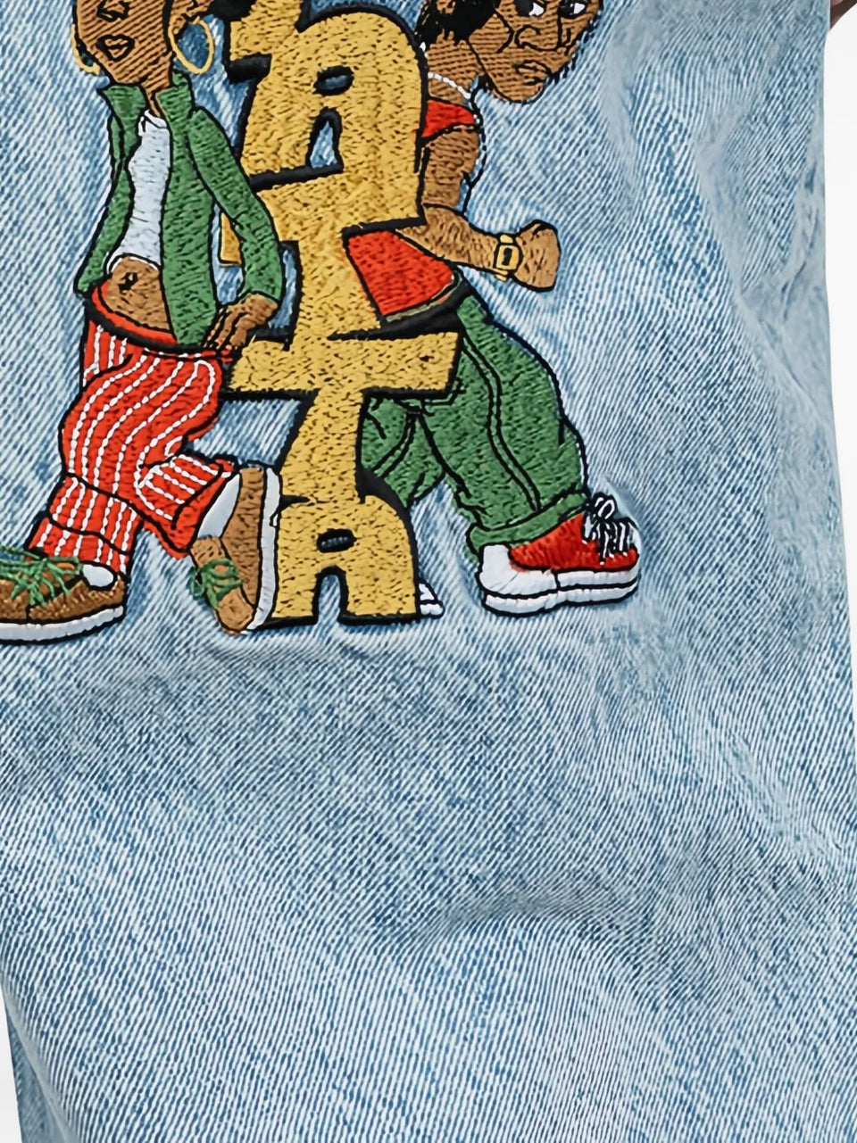 embroidered-logo jeans