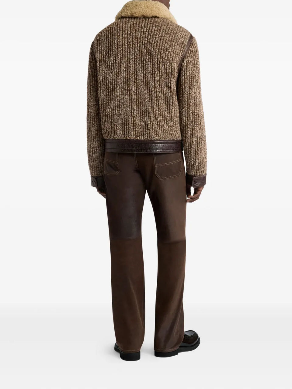 shearling knit-sleeve jacket