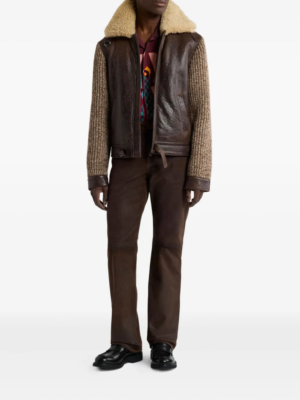 shearling knit-sleeve jacket