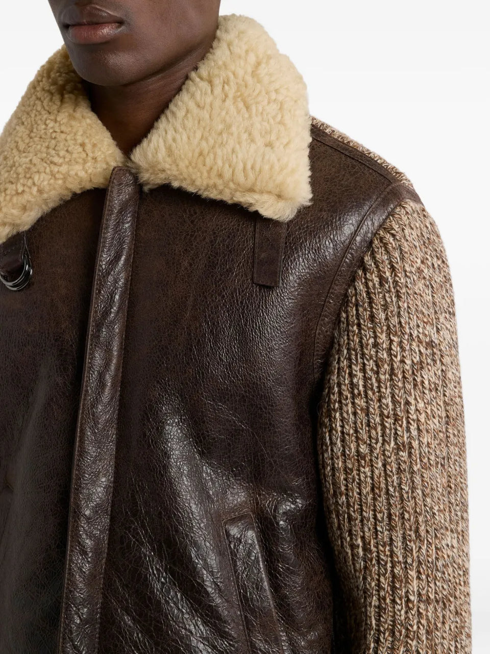 shearling knit-sleeve jacket
