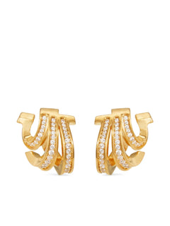 Triple-Gancini crystal-hoop earrings