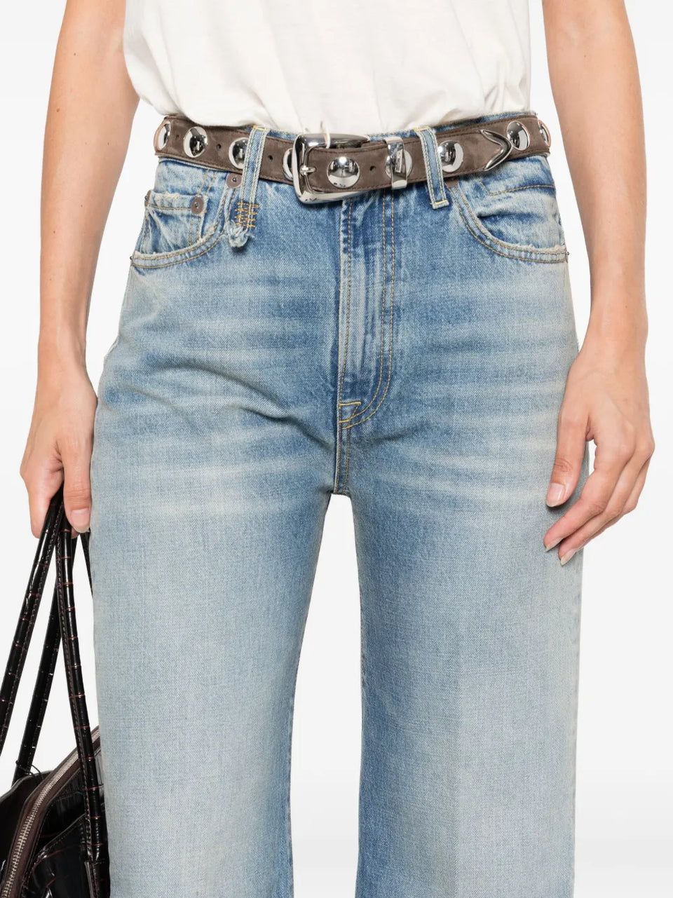 embroidered-pocket jeans