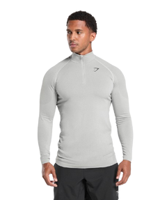 Gymshark Vital Seamless 1/4 Zip - Light Grey/Smokey Grey