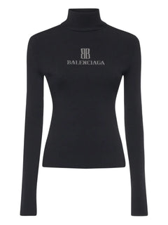 logo-detail ribbed turtleneck top