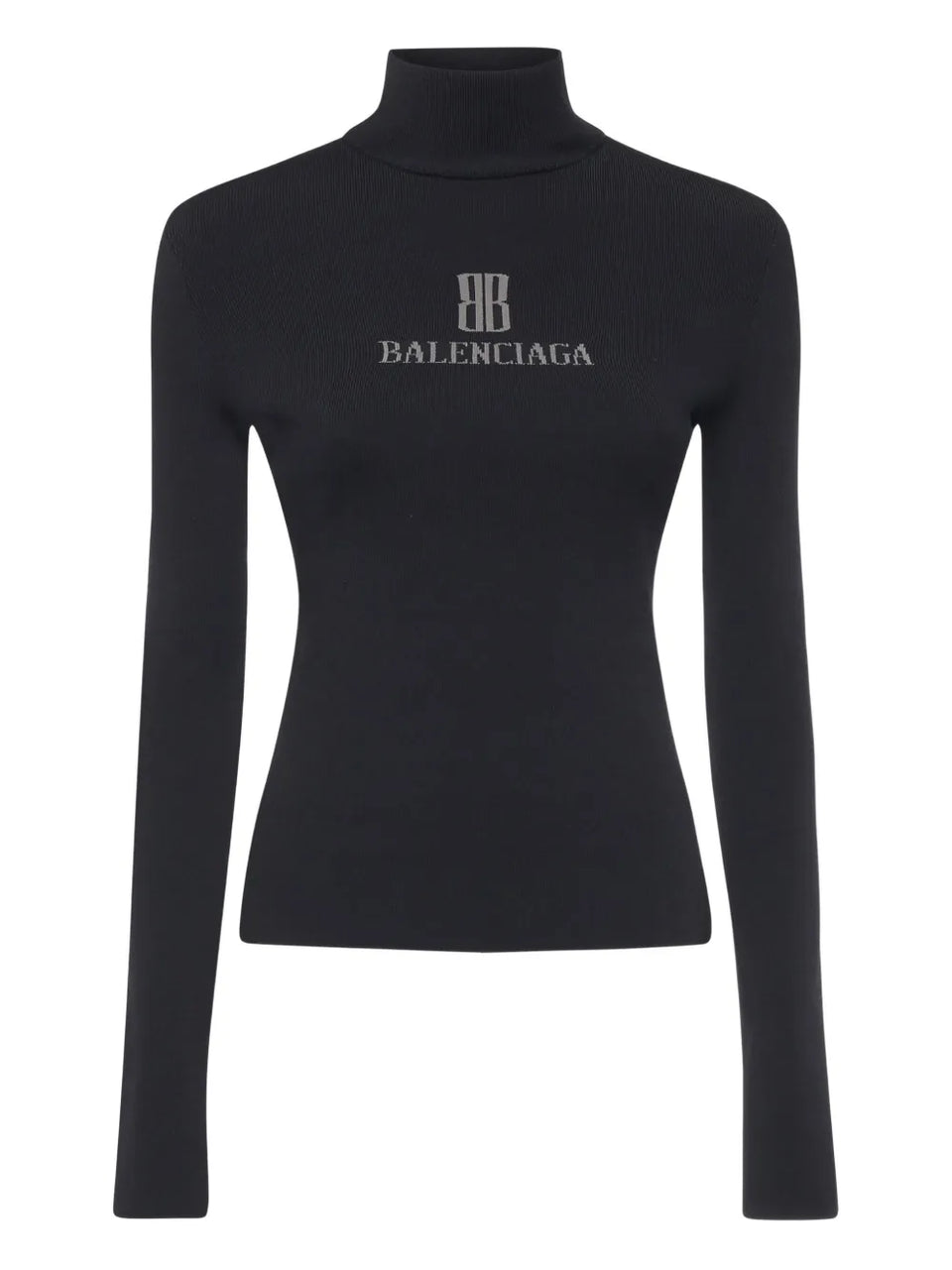 logo-detail ribbed turtleneck top